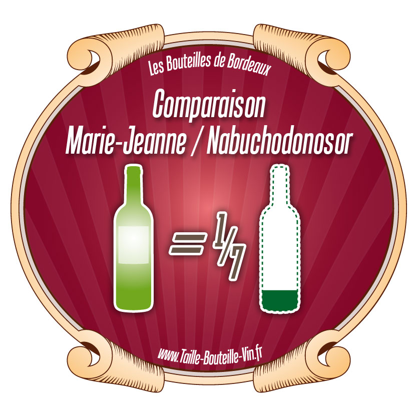 Comparaison entre la bouteille de Bordeaux marie-jeanne et nabuchodonosor