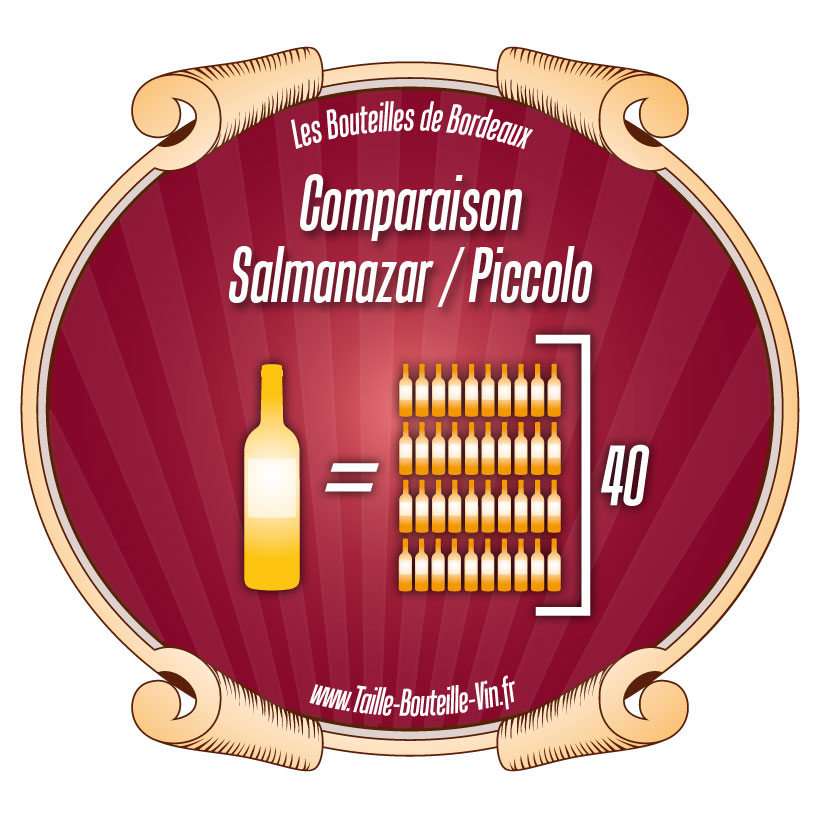 Comparaison entre la bouteille de Bordeaux salmanazar et piccolo