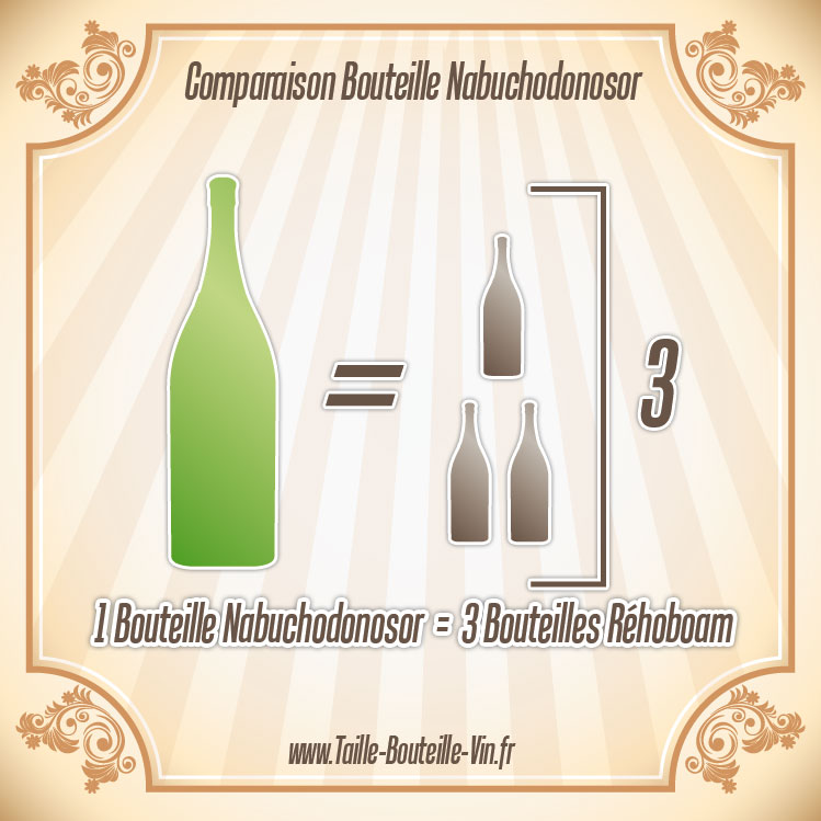 La taille d'une bouteille de Nabuchodonosor par rapport a rehoboam